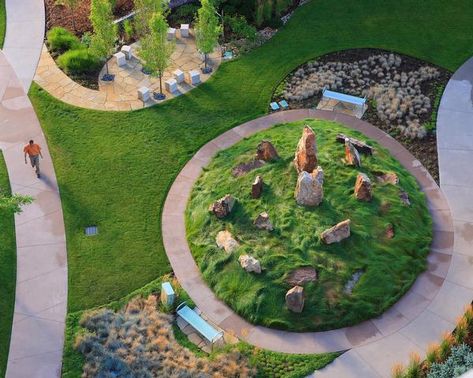 hospital healing garden | Colorado Healing Garden Design, Foundation Garden, Horticulture Therapy, Stone Staircase, Sacred Garden, Natural Swimming Ponds, Stone Steps, Healing Garden, Plans Architecture