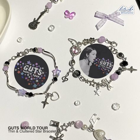 ⋆ ⋆౨ৎ˚⟡˖olivia rodrigo x guts world tour 💜⛓️💫
 ig: kitsch.studio Clutter Keychain, Olivia Rodrigo Bracelets, Car Keychain Ideas, Inspired Bracelets, Keychain Ideas, Set Bracelet, Car Keychain, Stainless Steel Wire, Olivia Rodrigo