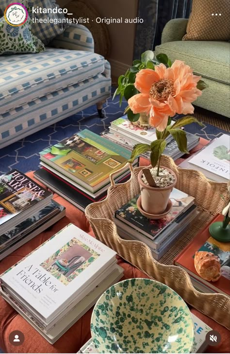 Maximalism Coffee Table, Coffee Table Decor Maximalist, Grandmillenial Coffee Table Decor, Anthropologie Coffee Table Books, Dior Books Coffee Table, Cozy Den, Cozy Nest, Home Coffee Tables, Coffee Table Styling