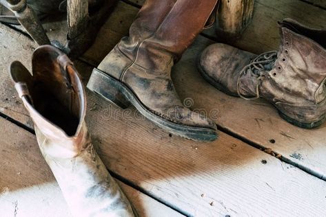 Photo about Old abandoned vintage cowboy boots sit on a dusty wooden plank floor. Selective focus for artistic purposes. Image of artistic, bronco, dirt - 125751335 Wooden Plank Flooring, Wooden Plank, Vintage Cowboy Boots, Flat Sketches, Vintage Cowboy, Wooden Floor, Wooden Planks, Plank Flooring, Fabric Bag