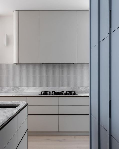 This kitchen strikes a perfect balance, with a gentle blend of soft blues and soothing muted tones.⁣⁣ ⁣⁣ Bayside Blue, Port Philip… | Instagram Blue Kitchen Interior, Two Tone Kitchen, The Local Project, Australian Architecture, Blue Kitchen, Kitchen Furniture Design, Blue Kitchens, Kitchen Cabinetry, Architecture Project