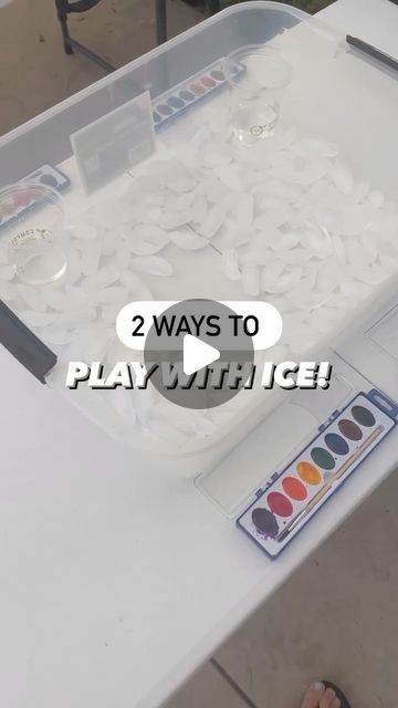 Kristina Buskirk | Toddler Approved on Instagram: "🧊TWO WAYS TO PLAY WITH ICE🧊 We did a mashup of two of our favorite ways to play with ice!🙌 This is the PERFECT combo when you’re trying to beat the heat and have fun outside!

SAVE THIS POST and share it with someone you want to try it with!

START by painting on ice with watercolors! We were introduced to this idea by @friendsartlab! 

NEXT dump on some baking soda to do our popular FIZZY ICE science activity! All you do is squirt the ice and baking soda with vinegar using some pipettes or eye droppers. Easy peasy! 

What’s better than one awesome ice activity? TWO that you can pair together! 

Add this to your summer list!✅

Have you tried either of these yet? Or both? Tell us in the comments 👇🏼👇🏼" Frozen Toys In Ice Activity, Ice Play Preschool, Ice Play For Toddlers, Ice Crafts For Toddlers, Ice Preschool Activities, Ice Painting For Toddlers, Ice Activities For Preschool, Ice Activities For Toddlers, Activities With Ice