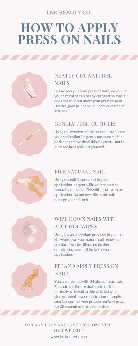 Follow these instructions to correctly apply press on nails for begginers Ready To Ship Press On Nails, Presson Nail Package, Best Way To Glue On Nails, How To Order Press On Nails, How To Make Presson Nails Last, Nail Begginers, Press On Application, Press On Tips, Press On Nail Template