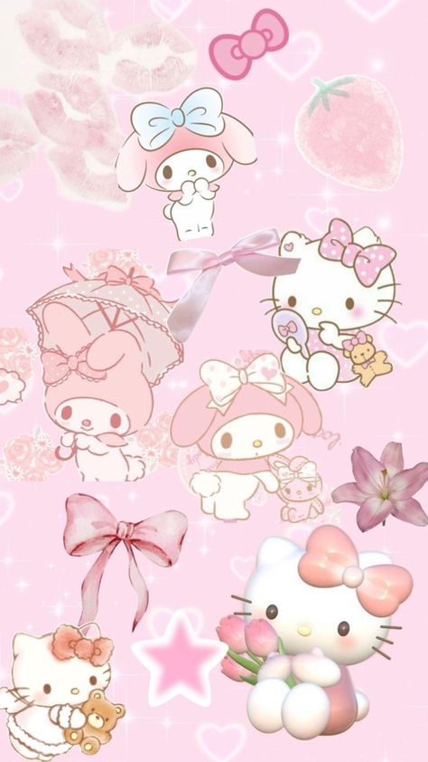 Hello kitty and my melody wallpaper!!! 🎀 #hellokitty #mymelody #wallpaper Hello Kitty And My Melody, Melody Wallpaper, My Melody Wallpaper, Kitty Drawing, Hello Kitty Drawing, My Melody, Pink Aesthetic, Hello Kitty, Kitty