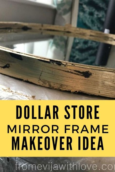 Update a cheap mirror for your bathroom or bedroom with this easy diy gold paint technique. Perfect if you're decorating on a budget and want to transform your Girls full length mirror or bathroom vanity mirror. #diy #mirror #makeover Dyi Bathroom Mirror, Plastic Mirror Frame Makeover, Upcycle Mirror Ideas, Cheap Mirror Makeover, Mirror Border Ideas, Decorate Mirror Frame Diy, Vanity Mirror Diy, Diy Mirror Makeover, Mirror Frame Makeover