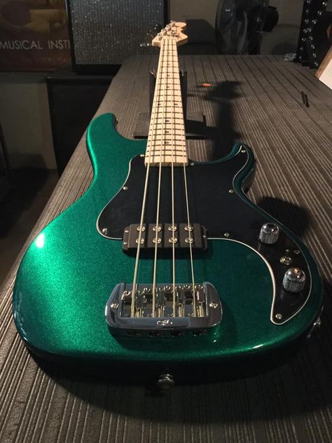 A Kiloton in Emerald Green Metallic, 3-ply black guard, maple neck with Clear Satin finish. Green Bass Guitar, Green Electric Guitar, Green Guitar, Family Guy Funny Moments, Black Electric Guitar, Electric Guitar Design, Green Electric, All About That Bass, Guitar Obsession