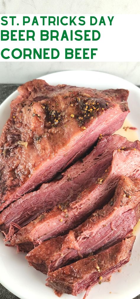 Beer Braised Corned Beef Recipe - This easy beer braised corned beef is perfect for St. Patrick's Day. Tender corned beef, full of flavor. Can also add vegetables in the delicious broth. #cornedbeef #stpatricksday #cornedbeefrecipe #stpatricksdayrecipes Leftover Corned Beef Recipes, Braised Corned Beef, Corned Beef Leftovers, Leftover Corn, Corned Beef Recipe, Irish Foods, Corn Beef, Leftover Recipes, Mongolian Beef Recipes