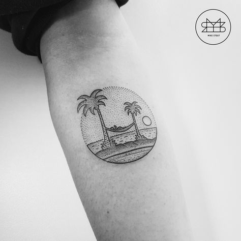 'The hammock chill' / by MIKE STOUT / 'MICROSPHERE' Design /  Forearm tattoo Chill Tattoo Ideas, Tattoo Ideas Men Forearm, Chill Tattoo, Tattoo Ideas Men, Circular Tattoo, Unique Tattoos For Men, Single Needle Tattoo, Whale Tattoos, Palm Tree Tattoo