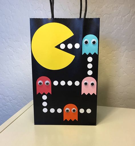 Pac-Man Party Bags Bundle with Cupcake Toppers Pac Man Cake, Arcade Birthday Parties, Pac Man Party, 80s Party Decorations, 80s Birthday Parties, Vintage Birthday Parties, Video Games Birthday Party, 80s Theme Party, Vbs Themes