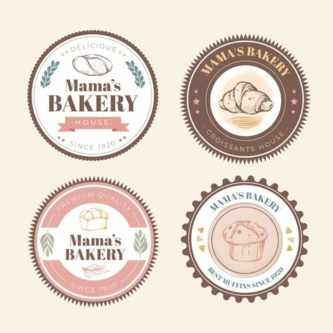 Bakery Labels, Bakery Icon, Healthy Food Logo, Vintage Bakery, Logos Vintage, Different Types Of Bread, Bakery Business Cards, Food Logo Design, Stickers Design