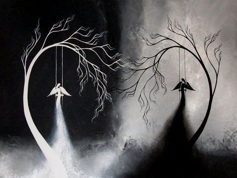 Light Vs Dark, Dark Paintings, 8x10 Art Prints, Dark Art Drawings, Gothic Art, Print Artist, Surreal Art, Tree Painting, Dark Fantasy Art