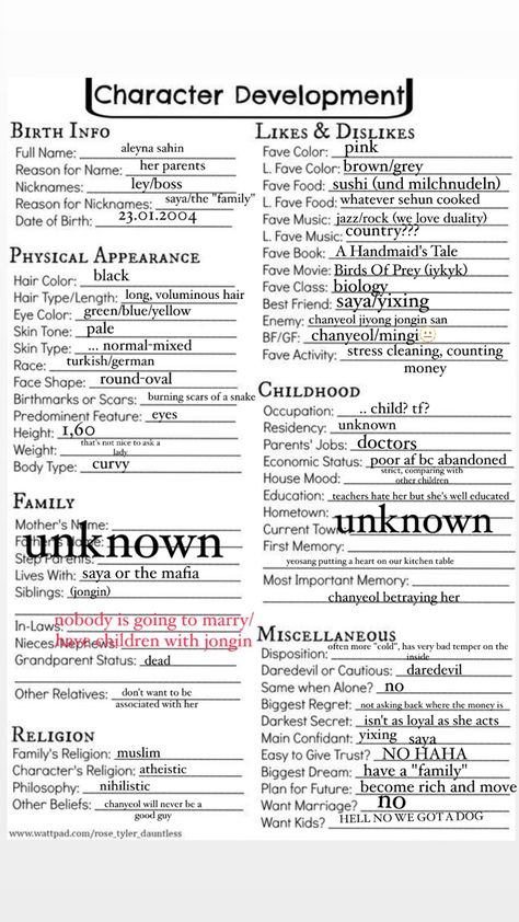 Likes And Dislikes List To Script, Character Dislikes List, Character Likes And Dislikes List Ideas, Dislikes For Characters, Dislikes List, Likes And Dislikes List Character, Character Likes And Dislikes List, Likes And Dislikes List, Character Development Sheet