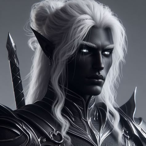 Black With White Hair, Drow Male, Book Artwork, White Artwork, Dream Book, Dark Elf, Dungeons And Dragons Homebrew, Digital Art Girl, Fantasy Artwork