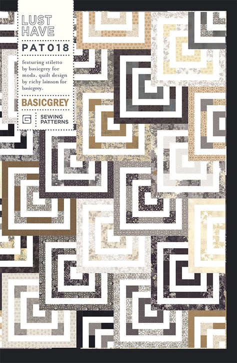 Lust Have  | 0527.00158 | 0527.00158 | BG PAT018 STILETTO | Moda Fabrics - Producer of Quilting Fabric, Sewing Notions, and Home Decor Monochromatic Quilt, Strip Quilt Patterns, Neutral Quilt, Picture Quilts, Man Quilt, Jellyroll Quilts, Pdf Quilt Pattern, Strip Quilts, Modern Quilt Patterns