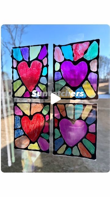 Colored Shadow, Kids Activities At Home, Black Glue, Glass Painting Designs, Always Forever, Valentine Crafts For Kids, Valentine Projects, Crafts For Seniors, Stained Glass Suncatchers