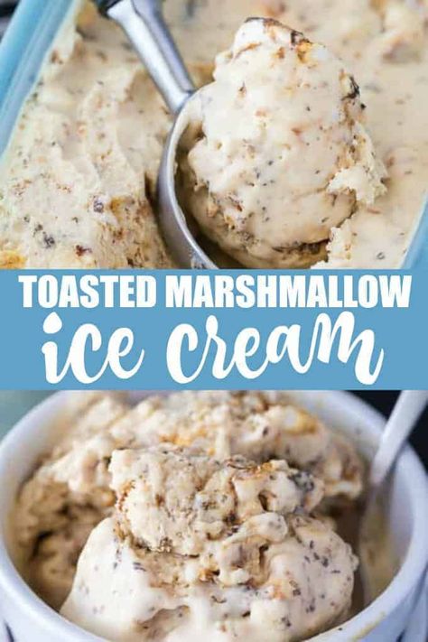 Toasted Marshmallow Ice Cream, Fast Ice Cream Recipes, I’ve Cream Recipes, Churned Ice Cream Recipes Homemade, Homemade Ice Cream No Machine, Cool Whip Ice Cream, Best Ice Cream Recipe, Homemade Ice Cream Flavors, Marshmallow Ice Cream Recipe