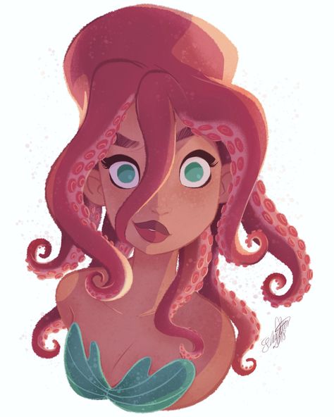 Meike Schneider on Instagram: “#Mermay2018 Day 8: Octopus hair 🐙🧜🏼‍♀️Struggling pretty hard to finish one of these each day! The day should have more hours, seriously!…” Octopus Hair, Hairstyles For Characters, Drawing Hairstyles, Character Design Cartoon, Drawing Hair, Mermaid Drawings, Mermaids And Mermen, Pinturas Disney, Mermaid Art