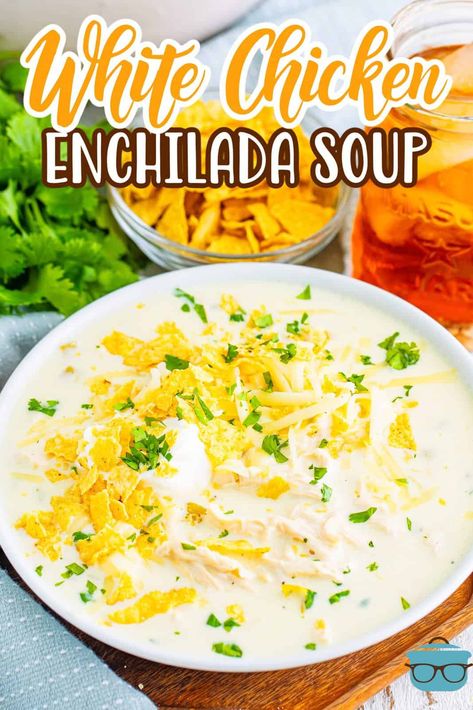 White Bean Chicken Enchilada Soup, Progresso Chicken Cheese Enchilada Soup Recipes, White Chicken Enchilada Soup Crock Pot, Green Enchilada Chicken Soup Crock Pot, White Chicken Enchiladas Soup, Chicken Cheese Enchilada Soup, White Chicken Tortilla Soup Crock Pot, Shredded Chicken Enchilada Soup, White Chicken Soup Recipes