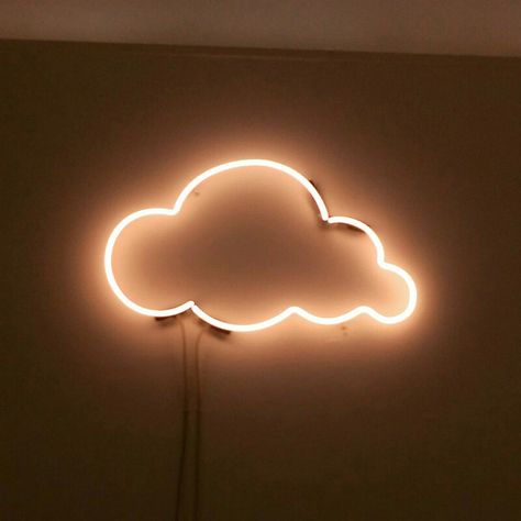 Cute Room Designs, Lights Above Bed, Neon Cloud, Aesthetic Neon Signs, Cloud Room, Neon Ideas, Office Goals, Aesthetic Neon, Dance Rooms