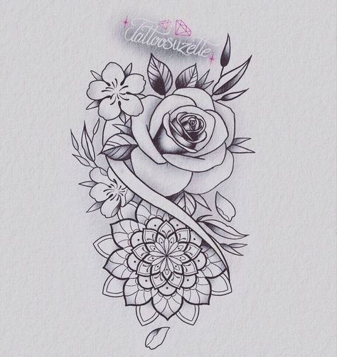 Mandala Flower Tattoos Forearm, Tattoo Suzette, Mandala Flower Tattoo Design, Mandala Tattoo Design Women, Girly Tattoo Designs, Rose Mandala Tattoo, Mandala Flower Tattoo, Flower Mandala Tattoo, Mandala Flower Tattoos