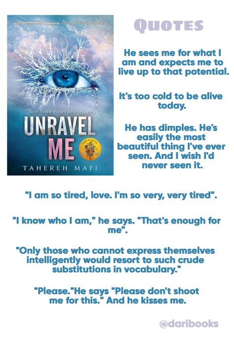 Shatter Me Quotes Book 1, Quotes From Shatter Me, Tahereh Mafi Quotes, Shatter Me Pfp, Unravel Me Quotes, Castle Shatter Me, Tahereh Mafi Books, Restore Me, Unravel Me