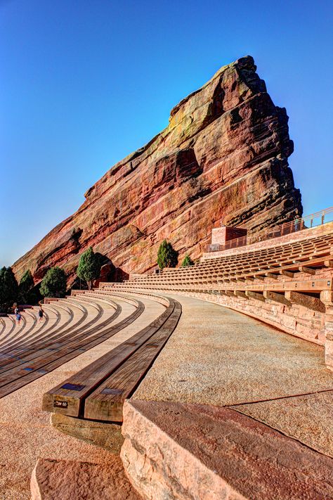 "Ship Rock (Explore)" by mazzmn on Flickr ~ At Red Rocks Amphitheater, the seating is framed by two huge monoliths.  This one is Ship Rock and the other (not shown) is known as Creation Rock. Red Rocks Ampitheater, Colorado Red Rocks, Red Rocks Amphitheater, Denver History, Morrison Colorado, Colorado Living, Summer Concerts, Colorado Denver, Red Rock Amphitheatre