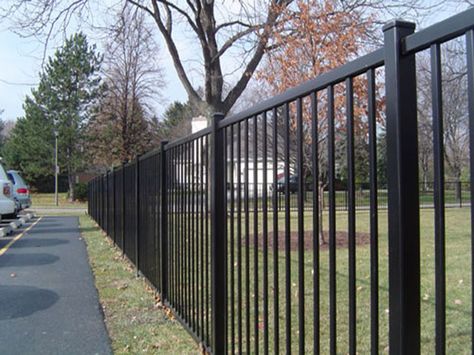 Fencing ideas Iron Garden Fence, Iron Fence Panels, Steel Fence Panels, Metal Fences, Metal Garden Fencing, Fence Picket, Metal Fence Panels, Aluminum Fencing, Garden Fence Panels