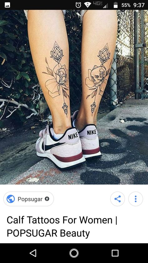 Female Calf Tattoo For Women, Tattoo Ideas Female Leg Calves, Calf Tattoos For Women Back Of, Back Of Leg Tattoos Women Calves, Back Of Calf Tattoos For Women Calves, Back Calf Tattoos For Women, Side Calves Tattoos For Women, Person With Tattoos, Female Calf Tattoo