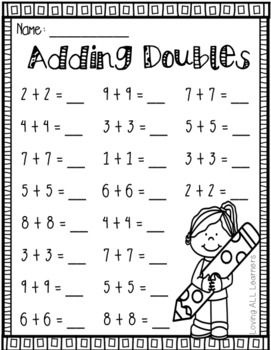 EASY! NO PREP! Adding Doubles, Doubles Plus One and Doubles Minus One 9 worksheets total :) Adding Doubles First Grade, Doubles Worksheet, Doubles Plus One, 4th Grade Reading Worksheets, Math Doubles, Math Worksheets For Kids, Homeschool Curriculum Planning, Homeschool Humor, Math Quizzes