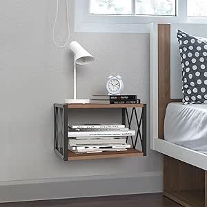 VINGLI Floating Nightstand, Floating Bedside Table/Night Stand/Side Table, Wall Stand Shelves, Black Metal Hanging Nightstand Wood, Wall Mounted Nightstand, Bedside Shelf Wall Mount for Bedroom,Dorm Hanging Nightstand, Nightstand Floating, Wall Mounted Nightstand, Mounted Nightstand, Floating Bedside Table, Nightstand Wood, Wall Stand, Bedside Shelf, Small Nightstand