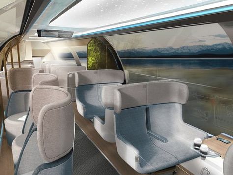 Idea Train - gERMANY Train Interior, Autonomous Car, Future Interior Design, Train Design, Bus Interior, Time Well Spent, Big Screen Tv, Aircraft Interiors, Cities In Germany