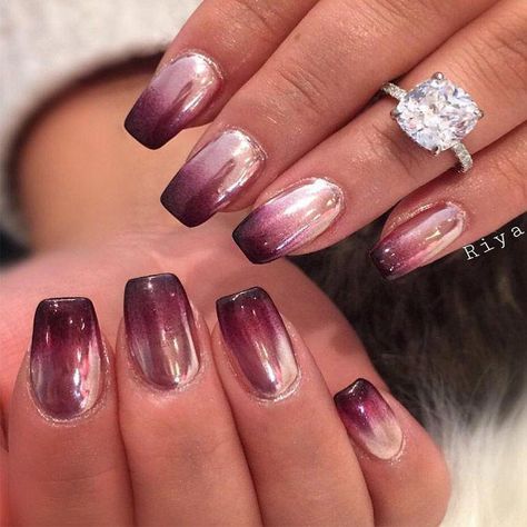 #ombrenail Nails 2017 Trends, Ombre Chrome Nails, Unghie Sfumate, Chrome Nail Art, Chrome Nails Designs, Her Nails, Nails Makeup, Metallic Nails, Pink Nail Designs