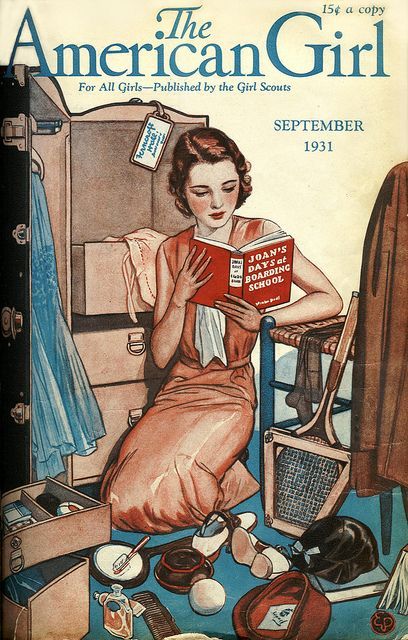 American Girl Magazine, Girl Reading Book, Reading Art, Old Magazines, Book Posters, Woman Reading, Reading A Book, Girl Reading, Vintage Magazines