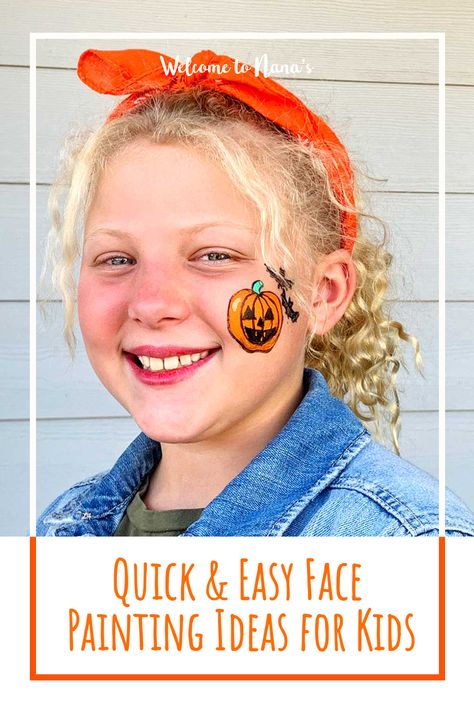 Simple Halloween Face Painting, Simple Face Paint Designs, Easy Face Paint Ideas, Easy Pumpkin Faces, Face Paint Ideas For Kids, Paint Ideas For Kids, Easy Face Painting Ideas, Kids Face Painting Easy, Easy Face Paint