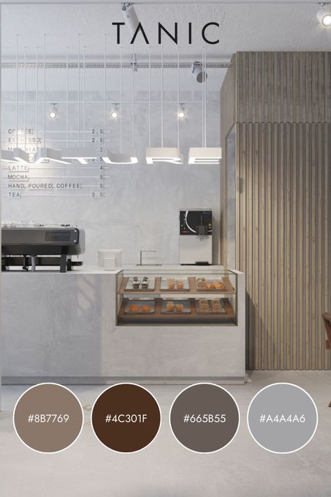 Timeless Cafe Design, Cafe Color Palette Interiors, Hospitality Color Palette, Minimal Coffee Shop Design, Mood Board Coffee Shop, Color Palette For Cafe, Cafe Booth Design, Coffee Shop Colors, Coffee Shop Mood Board