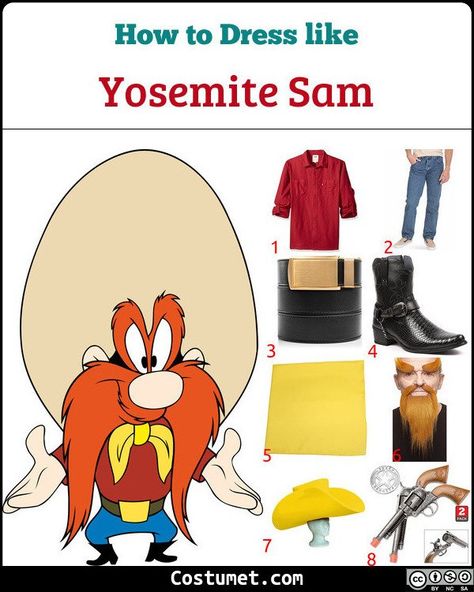 Yosemite Sam Costume for Halloween 2019 Yosemite Sam Costume, Looney Tunes Costume, Family Themed Halloween Costumes, Yellow Bandana, Themed Halloween Costumes, Sam Elliott, Black Cowboys, Yosemite Sam, Ginger Beard