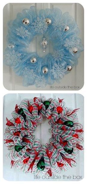 Deco Mesh Wreath Ideas, Mesh Wreath Ideas, Christmas Deco Mesh Wreath, Couronne Diy, Christmas Deco Mesh, Deco Mesh Crafts, Deco Mesh Wreaths Diy, Mesh Wreath Tutorial, Deco Mesh Christmas Wreaths