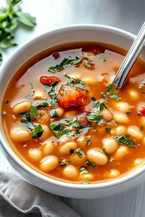 Easy Tomato Soup with Beans Hearty Tomato Soup, Delicious Tomato Soup, Soup With Beans, Tomato Soup Easy, Tomato Soup Homemade, Pecorino Romano Cheese, Tomato Soup Recipes, Tomato Vegetable, Beans Recipe