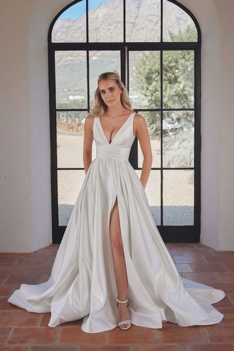 Vagabond — Heart Aflutter Bridal Studio Vagabond Wedding Dresses, Vagabond Bridal, Satin Ballgown, Martina Liana Wedding Dress, Wedding Dress Alterations, Bridal Studio, Dress Alterations, Contemporary Wedding, A Line Wedding Dress