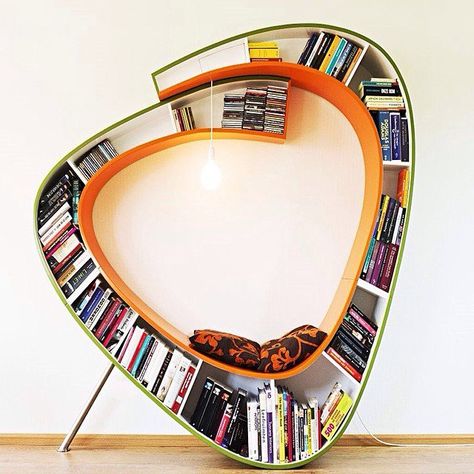 Pin for Later: 19 Unique Ways to Store and Display Your Tots' Books Abstract Shelf Round Bookshelf, Antique Wagon, Tree Bookshelf, Nursery Bookshelf, Narrow Shelves, Wall Shelves Design, Bookshelves Kids, Playroom Furniture, Playroom Wall