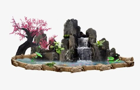 Water Fall Design, Png Plants, Waterfall Pond, Rockery Garden, Beast Wallpaper, Koi Ponds, Backyard Water Feature, Water Fall, Atc Cards