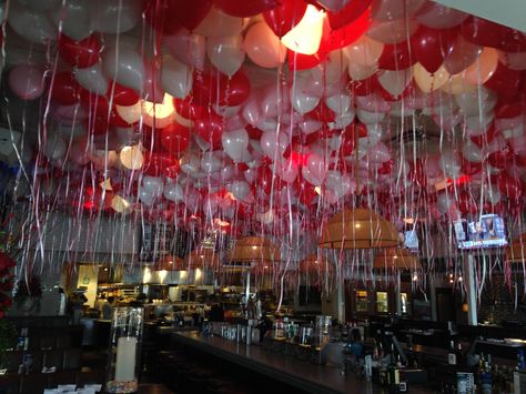 Balloons Ceiling, Balloon Ceiling, Red Party, Red Balloon, White Balloons, Soft Red, 20th Birthday, Red And Orange, Valentines Party