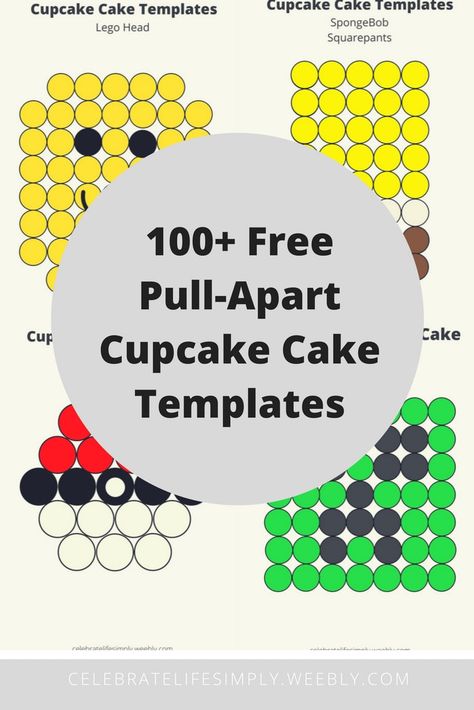 Over 100 Pull-Apart Cupcake Cake Templates | Popular Kids Characters Pull Apart Heart Cupcake Cake, Graduation Cupcake Cake, Halloween Cupcake Cake, Cake Pokemon, Pull Apart Cupcake, Cupcake Template, Pokemon Cupcakes, Turtle Cupcakes, Ladybug Cupcakes