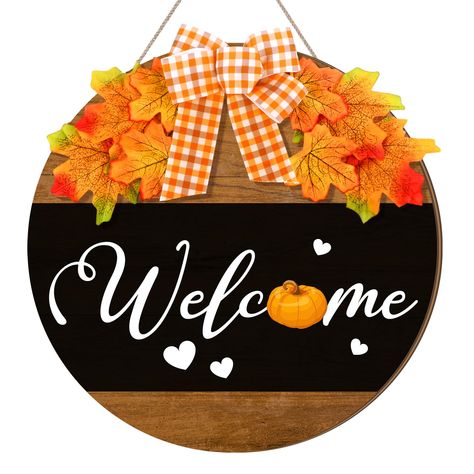 PRICES MAY VARY. Hello Fall Design: the welcome wood sign is a visual treat; Its rich and vivid colors add liveliness to any ambiance as hanging fall decor; This brightly colored welcome wall decor enhances the mood and captivates those who gaze upon it; Its vibrancy brings about a festive and celebratory feel to any space, making it a lovely and cheerful decor piece Authentic Wooden Welcome Sign: crafted mainly from wood, this fall porch decor exudes a rustic charm; The material is durable and Fall Sign Sayings, Fall Wood Door Signs, Happy Fall Door Hanger, Fall Circle Welcome Signs, Hello Fall Round Wood Sign, Thanksgiving Door Sign, Welcome Fall Signs Wooden Circle, Happy Fall Yall Door Sign, Home Front Porch