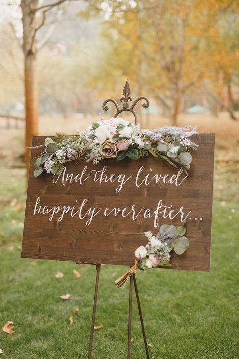 Wedding Happily Ever After, Fairytale Wedding Sign, Princess Wedding Ideas Decor, Fairytale Theme Decoration, Whimsical Fairytale Wedding Theme, Fairytale Wedding Simple, Fairytale Wedding Mood Board, Fairytale Inspired Wedding, Country Fairytale Wedding