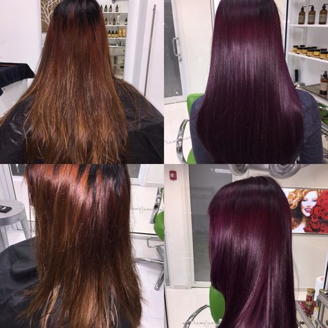 From faded to Mulberry Madness! The Organic Way. Midnight Ruby Hair Color, Mulberry Hair Color With Highlights, Mulberry Hair Color, Mulberry Hair, Blackberry Hair, Pelo Color Borgoña, Pelo Color Vino, Plum Hair, Wine Hair