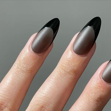 Anahi Victoria on Instagram: "black velvet French tips🖤 are you team matte or glossy? using @lightslacquer Frenemies and Tuxedo Mask use code ANAHI to save🫶 (commission code) #nails #nailgram #nailswatches #nailtrends #nailpolish #nailgram #nailpolishlover #nailpolishaddict #frenchnails #frenchtipnails #blacknails #jellynails" Matte And Glossy Nails, Tuxedo Mask, Jelly Nails, French Tips, French Tip Nails, Matte Nails, Nail Trends, Black Nails, French Nails