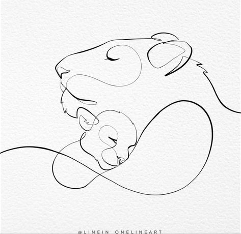 Lioness And Cub Tattoo, Lion Cub Tattoo, Female Lion Tattoo, Lion And Cub, Cubs Tattoo, Baby Tattoo Designs, Lioness Tattoo, Small Girly Tattoos, Drawing Line Art