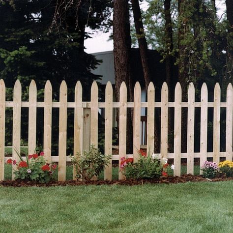 3-ft x 8-ft Cedar French Gothic Spaced Picket Fence Panel in the Wood Fence Panels department at Lowes.com Gothic Picket Fence, Gothic Fence, Wood Fence Panels, Wood Picket Fence, Picket Fence Panels, Creole Cottage, French Gothic, Fence Styles, Set Boundaries