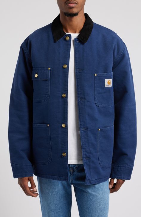 Tough As Nails, Carhartt Work In Progress, Men Carhartt, Chore Coat, Mens Scarves, Printed Denim, Rugby Shirt, Double Breasted Suit, Work In Progress